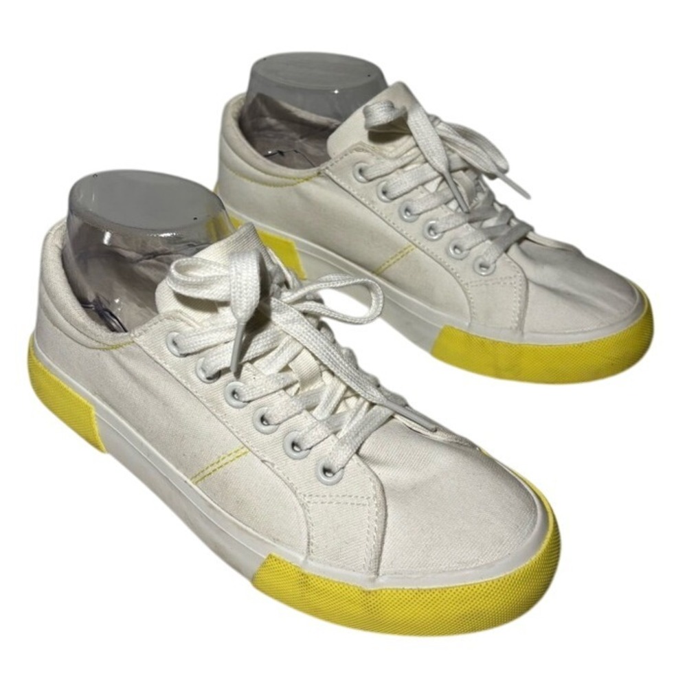 Canvas‎ Sneakers Womens Casual Lace Up Shoes Yellow Trim Comfortable